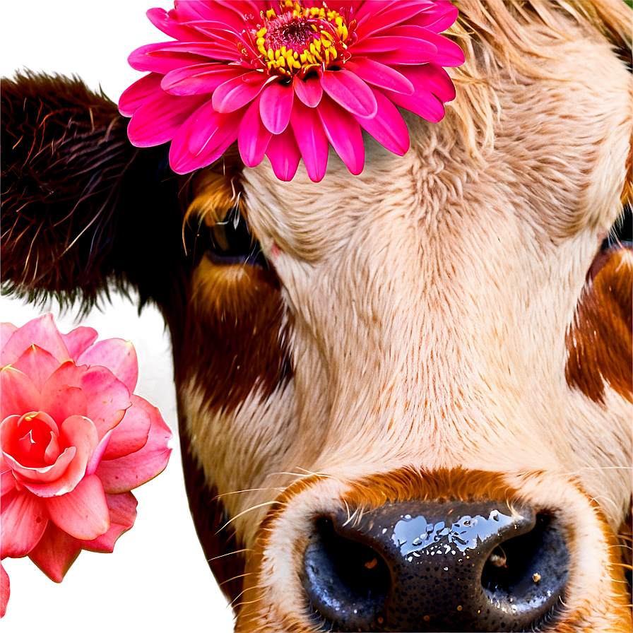 Cow Face With Flowers Png 06212024