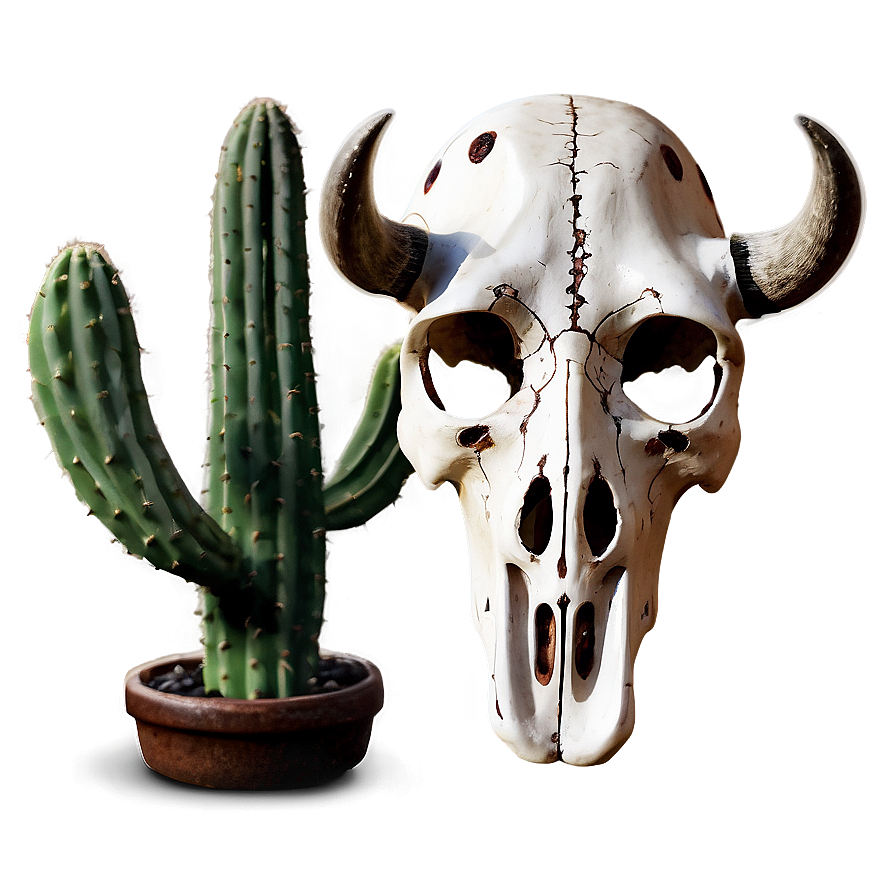 Cow Skull With Cactus Png Nun