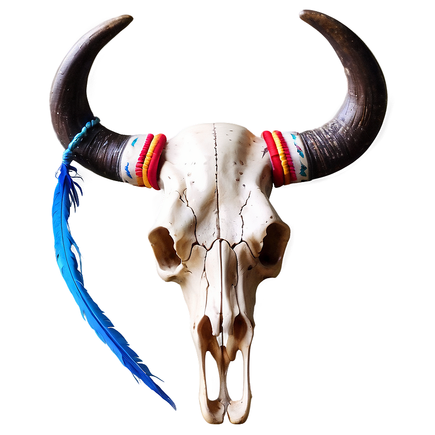 Cow Skull With Indian Headdress Png Nts