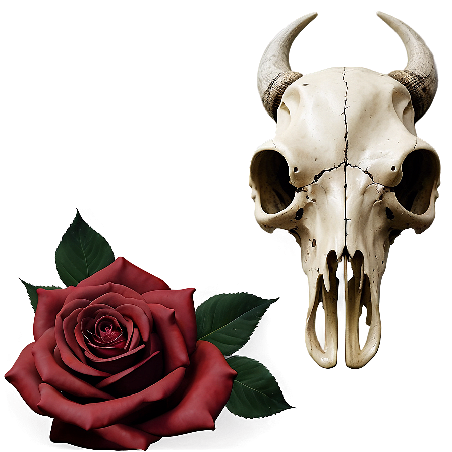 Cow Skull With Roses Png Tng85