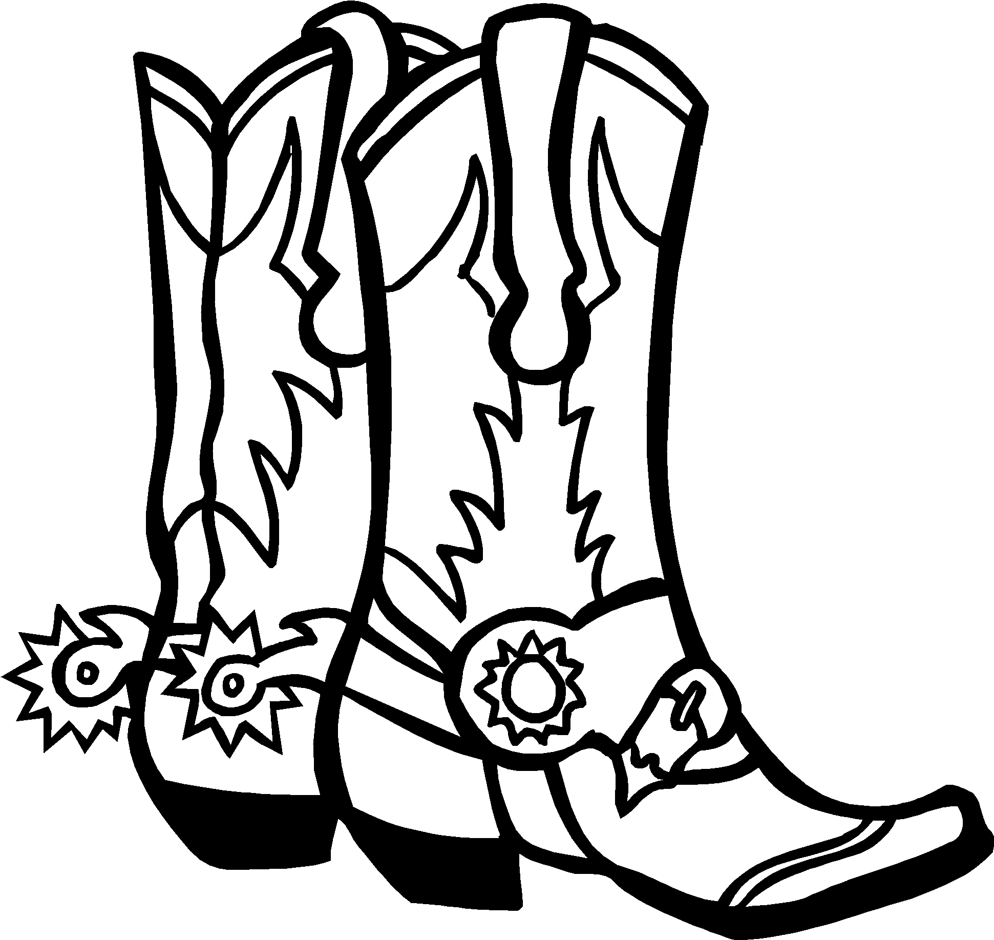 Cowboy Boots Outline Drawing