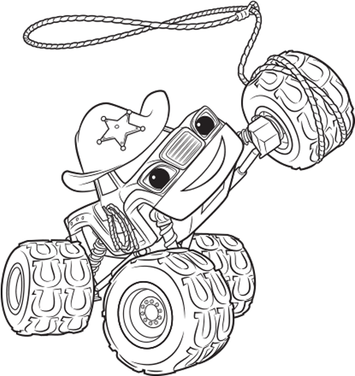 Cowboy Hat Monster Truck Coloring Page