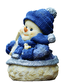 Cozy Blue Snowman Figurine