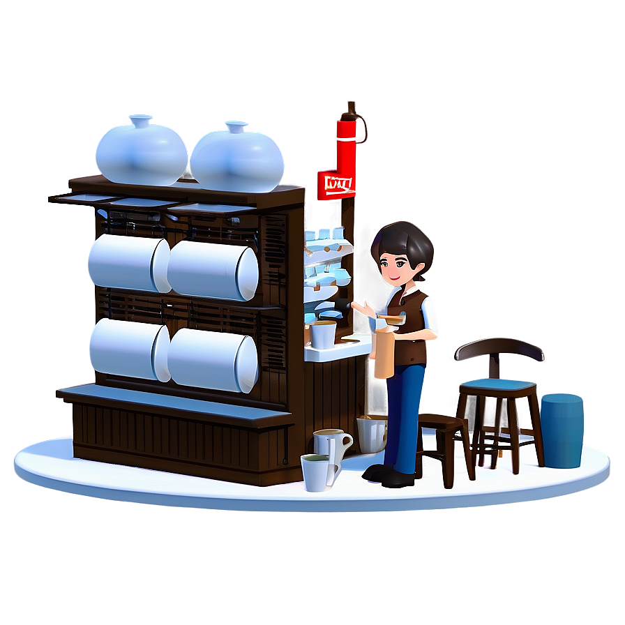 Cozy Cafe Barista Scene Png Bni