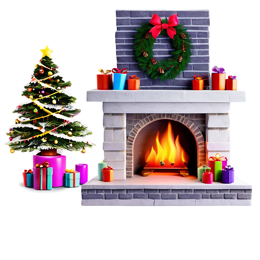 Cozy Christmas Fireplace Decor Png 06262024