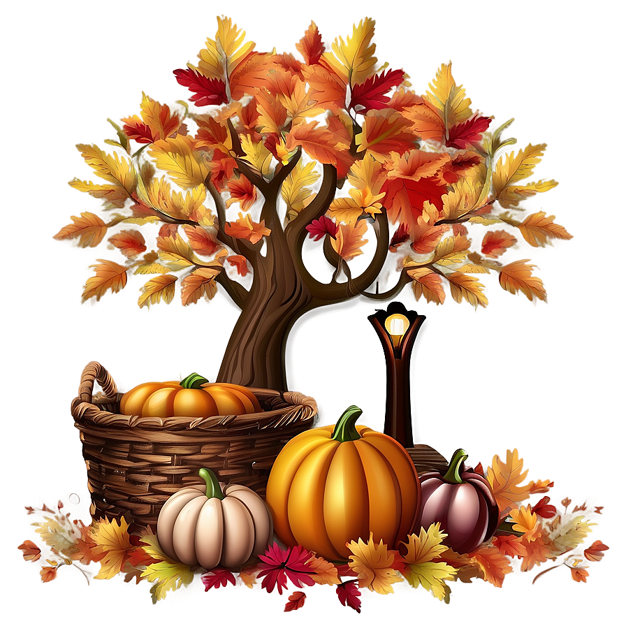 Cozy Fall Scene Png Emb