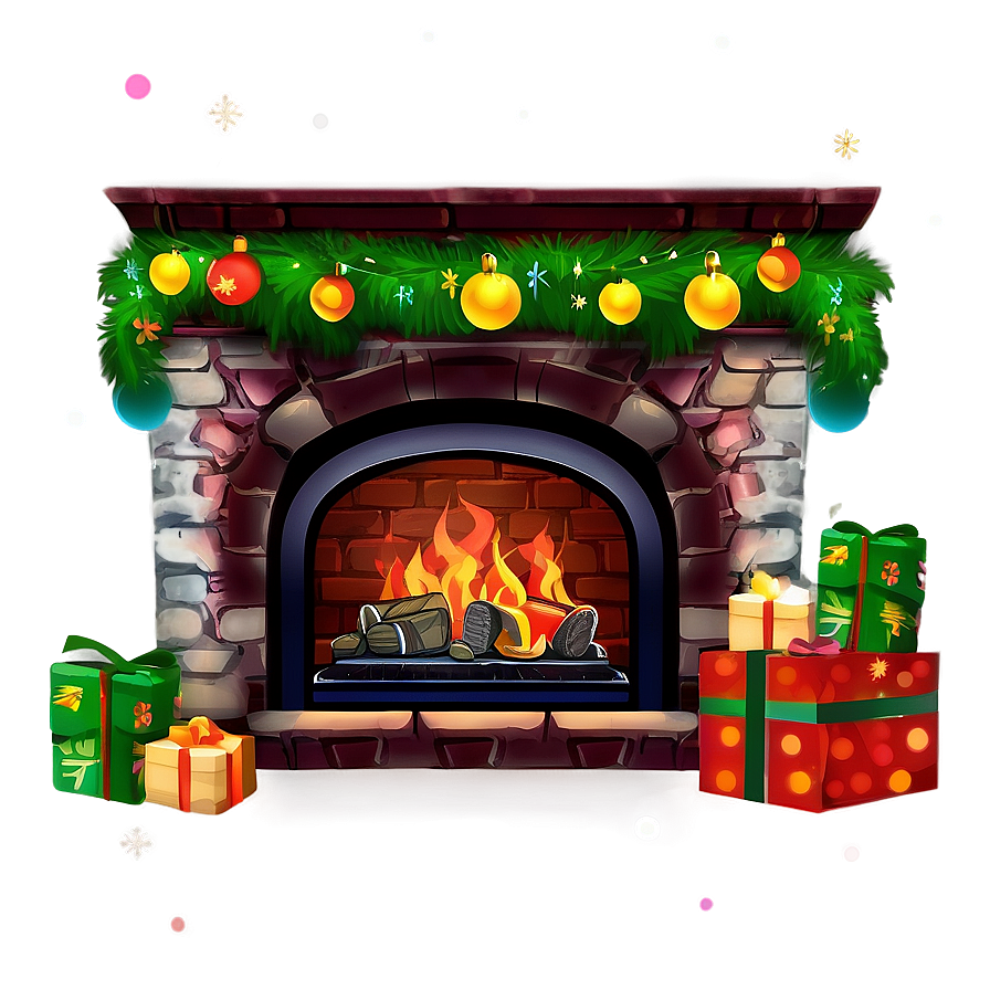 Cozy Merry Christmas Fireplace Png 05032024