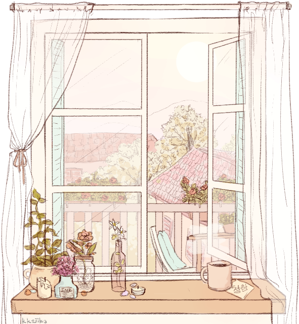 Cozy Window Sill Illustration