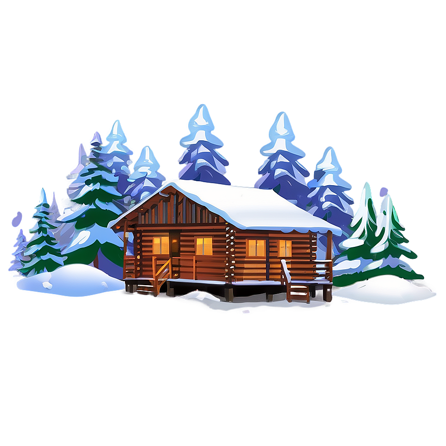 Cozy Winter Cabin Illustration Png Gtk90