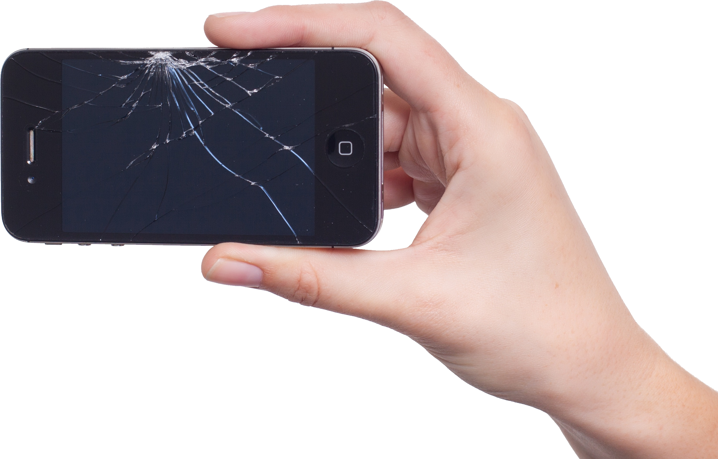 Cracked Screen Smartphone In Hand