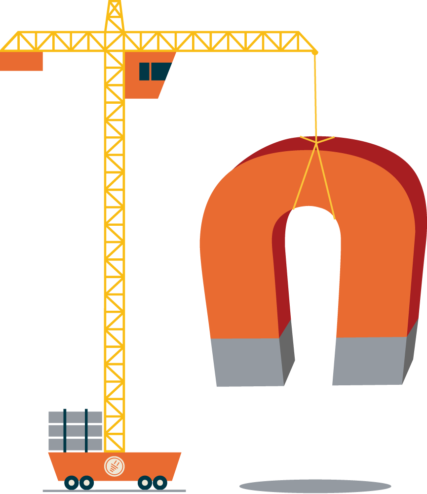 Crane Lifting Giant Magnet