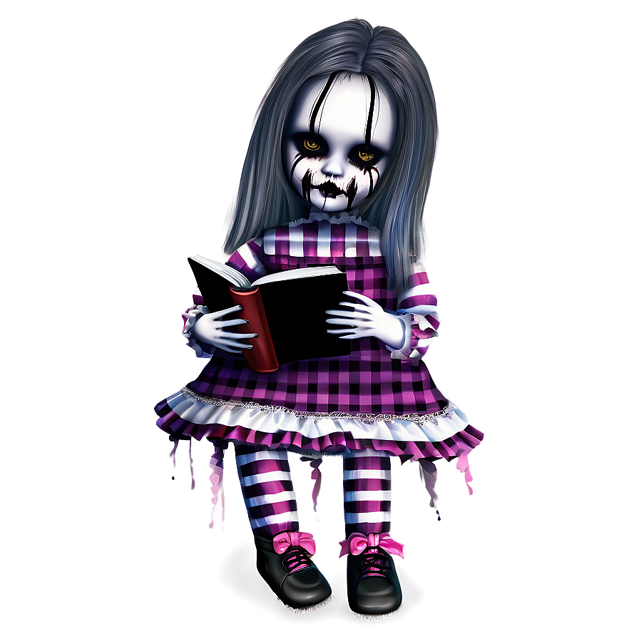 Creepy Doll With Book Png 82