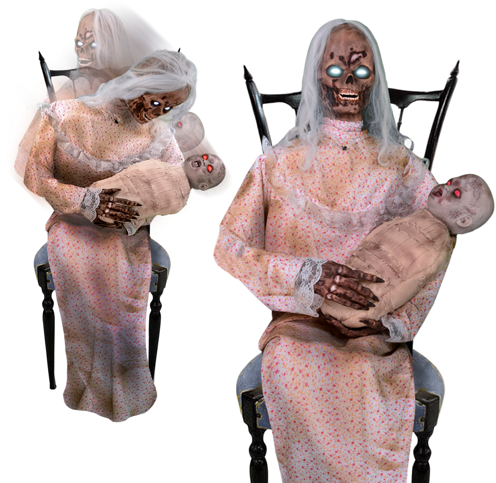 Creepy Granny Holding Doll
