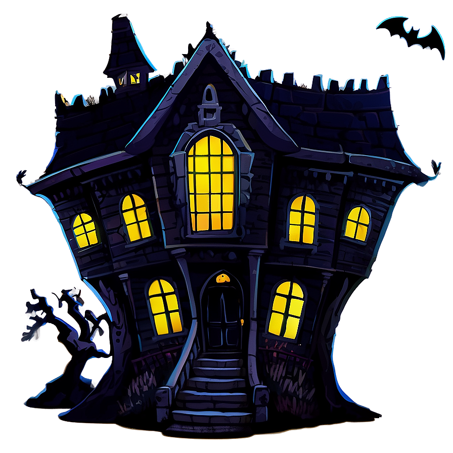 Creepy Halloween Cartoon Mansion Png 25