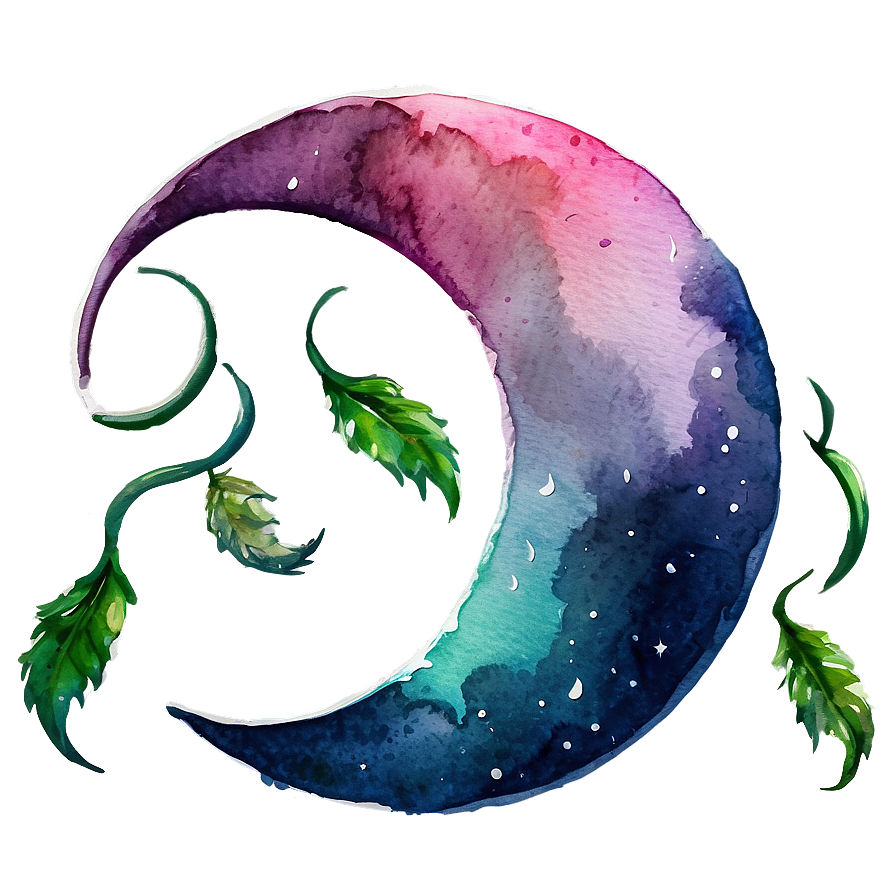 Crescent Moon In Watercolor Png Suu