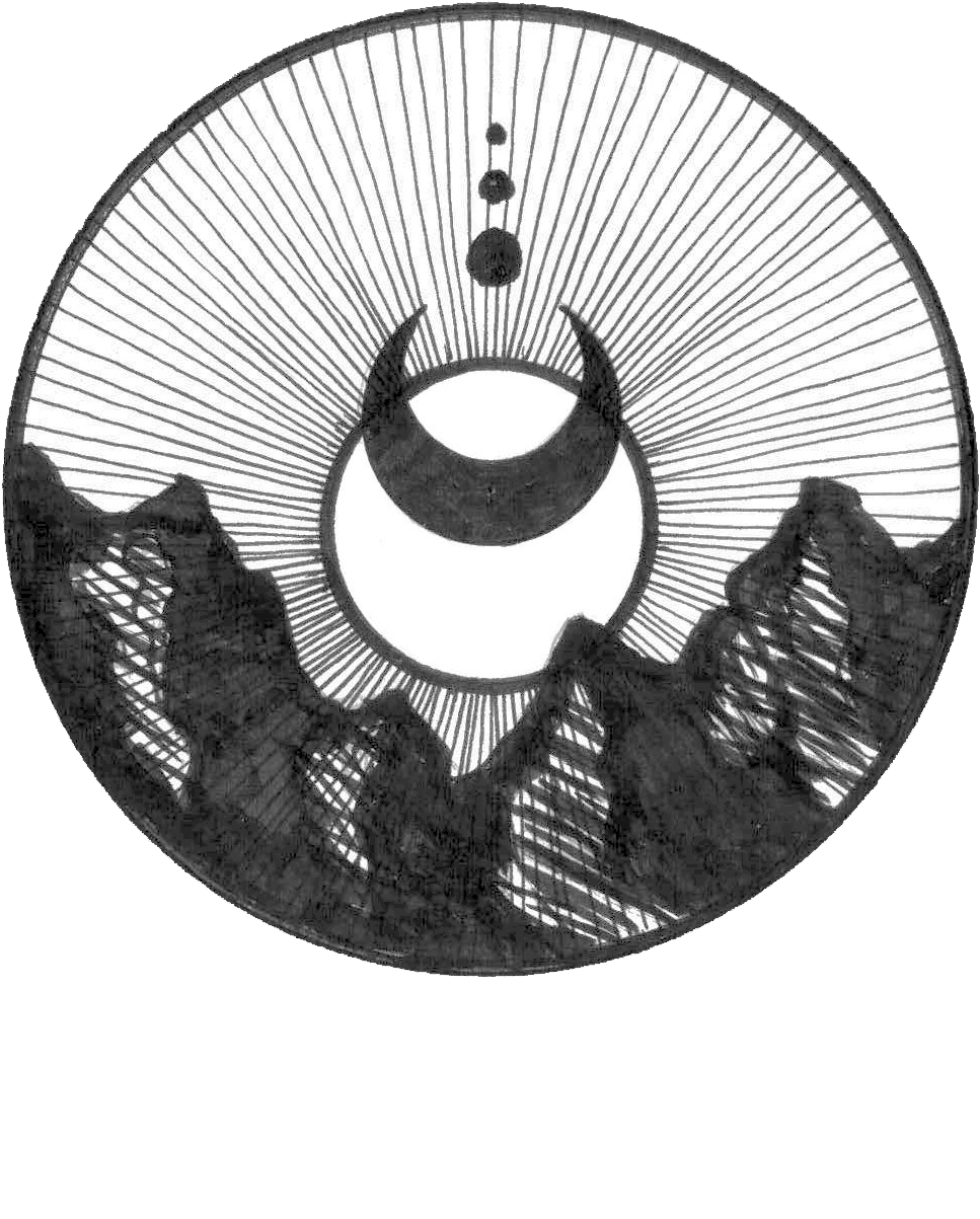 Crescent Moon Mountain Tattoo Design