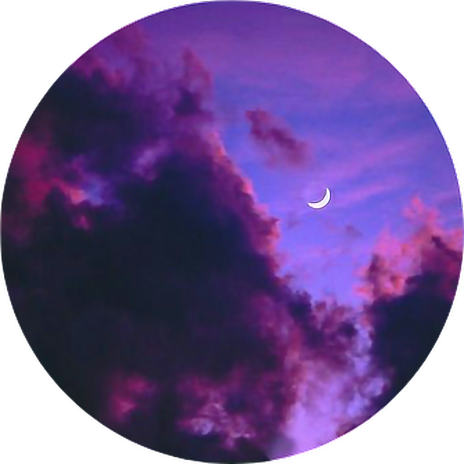 Crescent Moon Through Purple Clouds