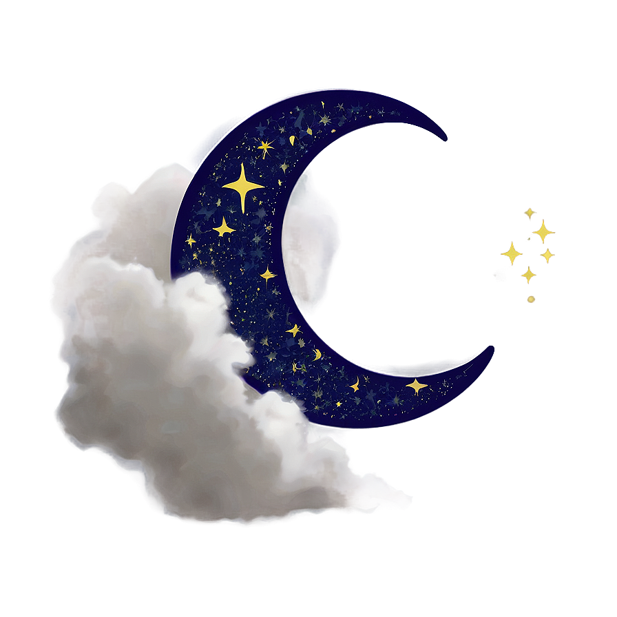 Crescent Moon With Clouds Png Kdh