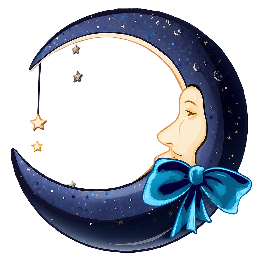 Crescent Moon With Ribbon Png Eyo93