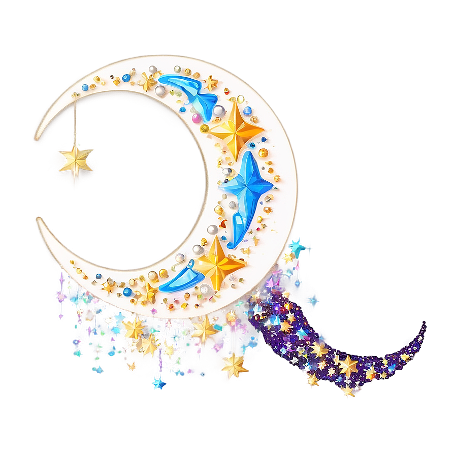 Crescent Moon With Sparkles Png Gxq