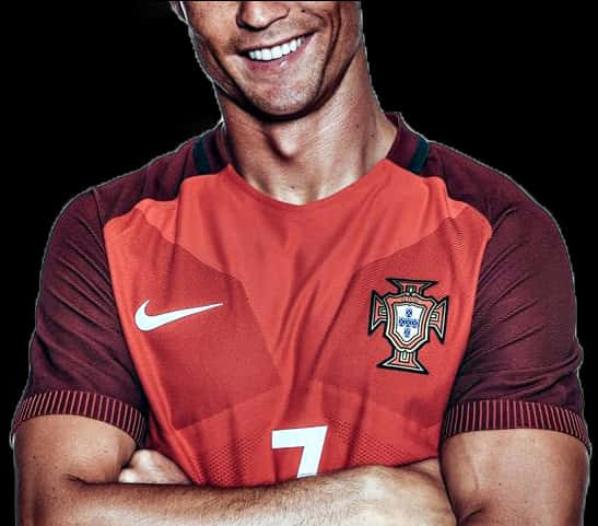 Cristiano Ronaldo Smilingin Portugal Jersey