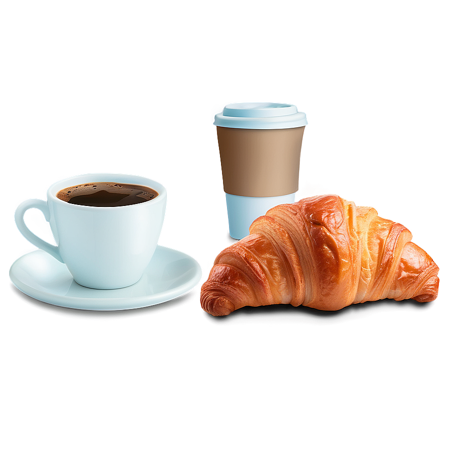 Croissant And Coffee Breakfast Png 3