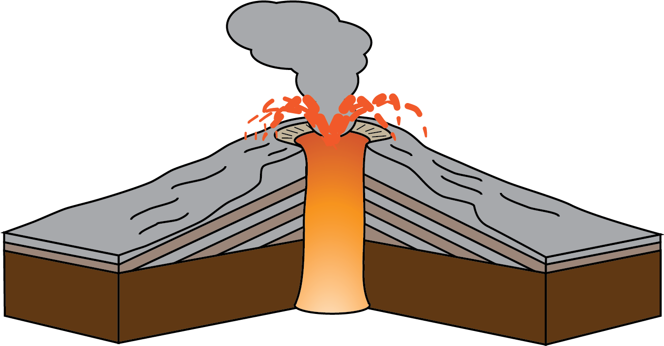 Cross Sectionof Erupting Volcano Illustration