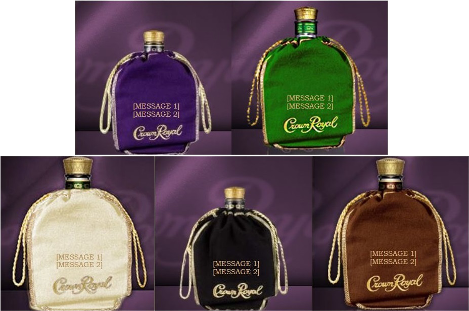 Crown Royal Bottlesin Colorful Bags