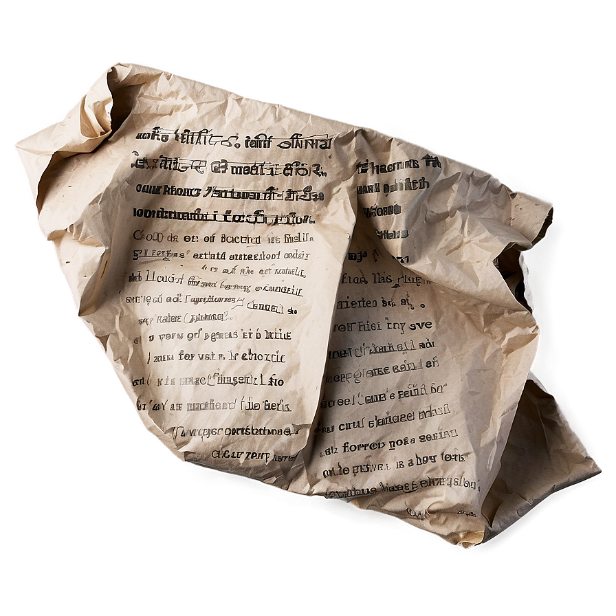 Crumpled Paper With Writing Png Vvq84