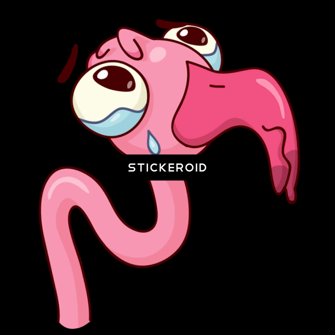 Crying Pink Worm Cartoon