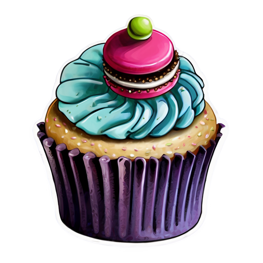 Cupcake With Macaron Png Kky97