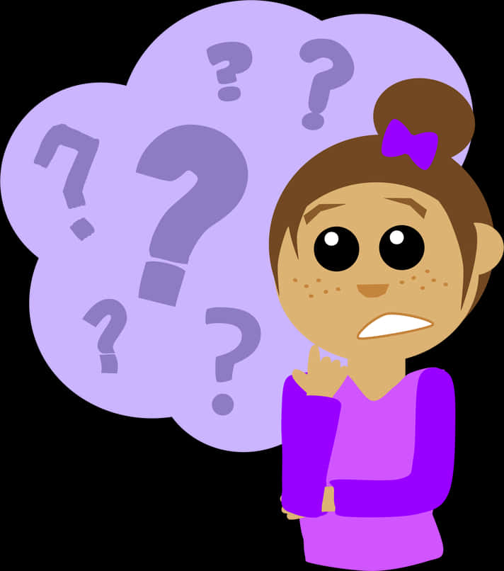 Curious Girlwith Question Marks Clipart