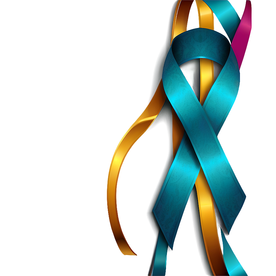 Curled Teal Ribbon Illustration Png 06282024