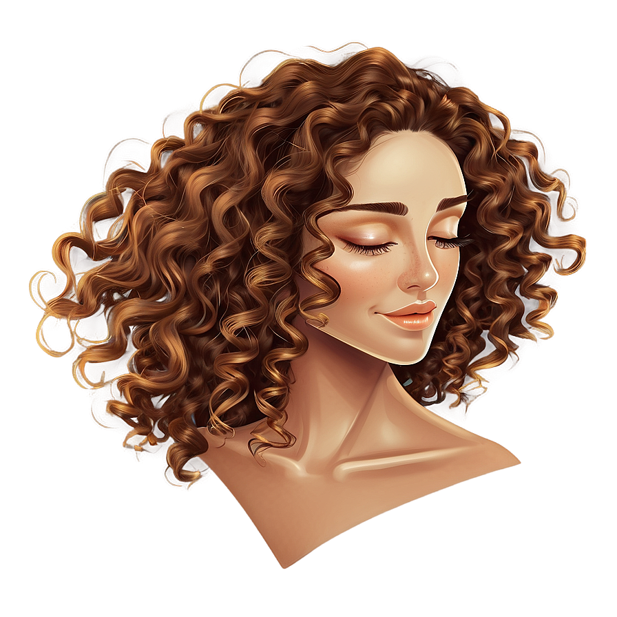 Curly Brown Hair Illustration Png Kly86