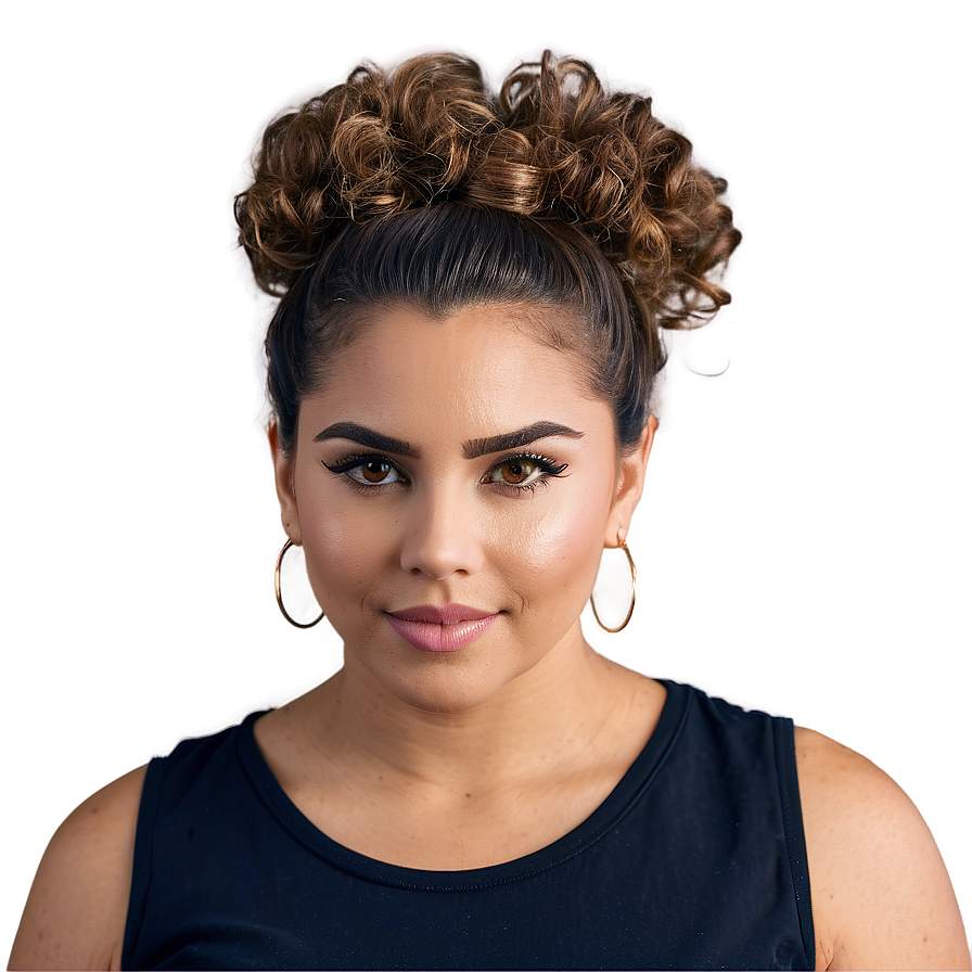 Curly Hair Bun Style Png 05242024