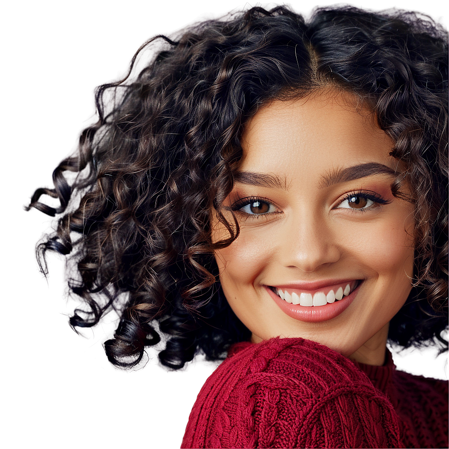 Curly Hair Smiling Face Png Ivd