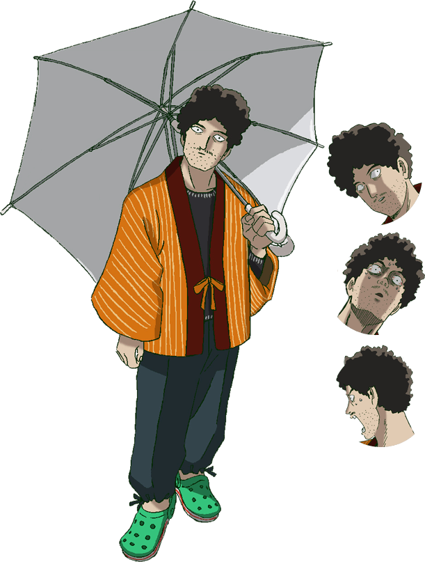 Curly Haired Character With Umbrella