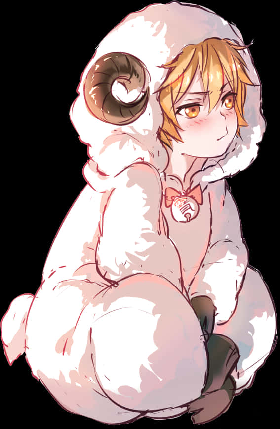 Cute Anime Boyin Fluffy White Hoodie