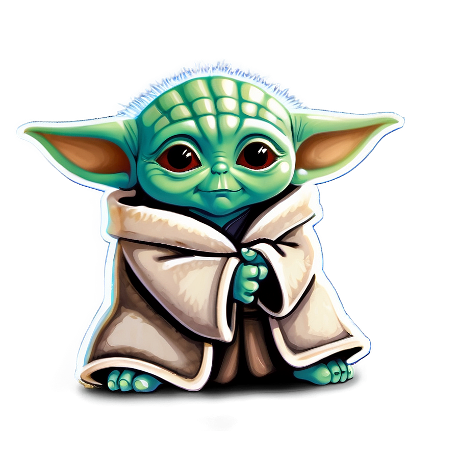 Cute Baby Yoda Cartoon Art Png 82