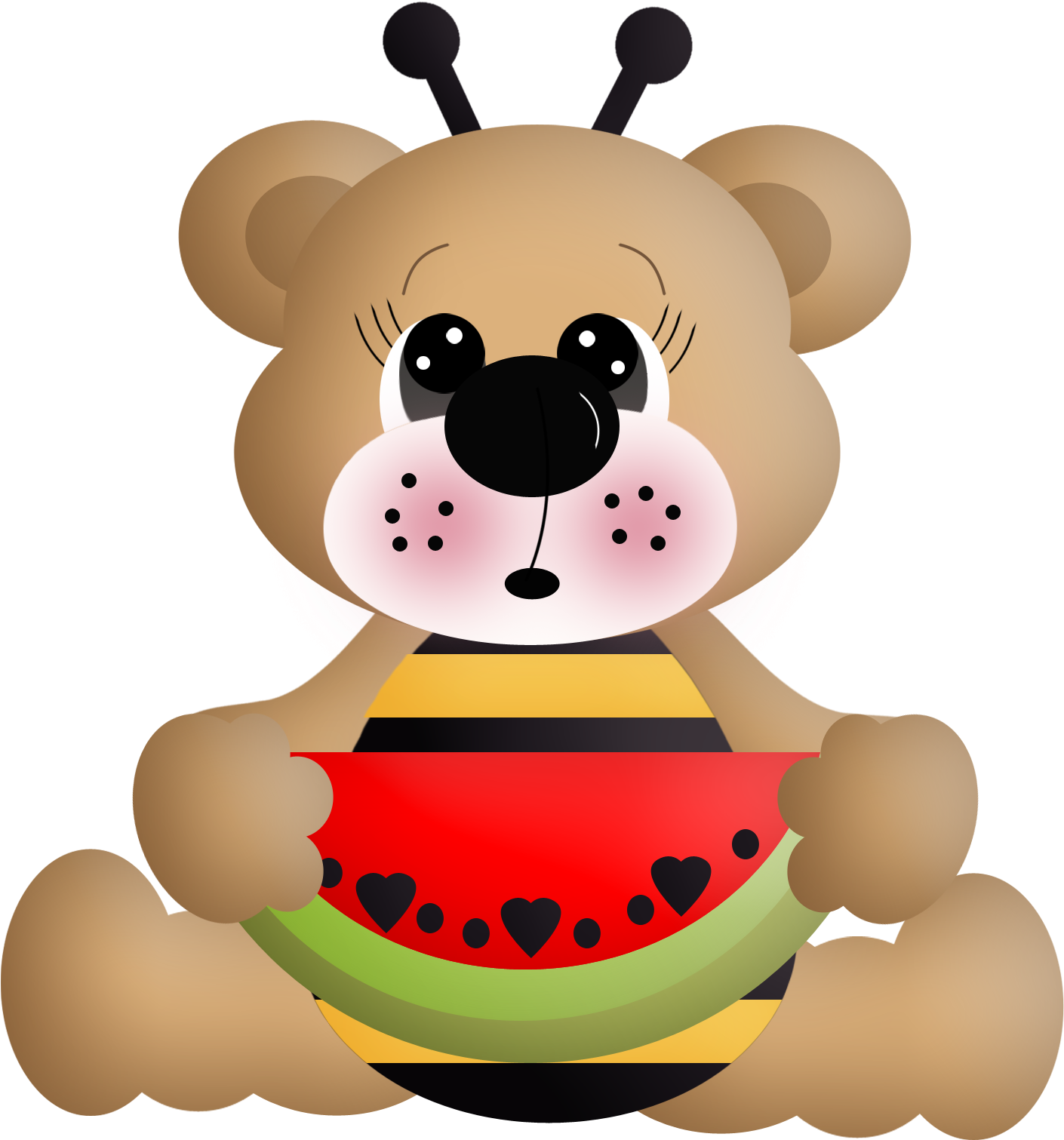 Cute Bear Eating Watermelon