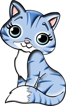 Cute Blue Cartoon Cat