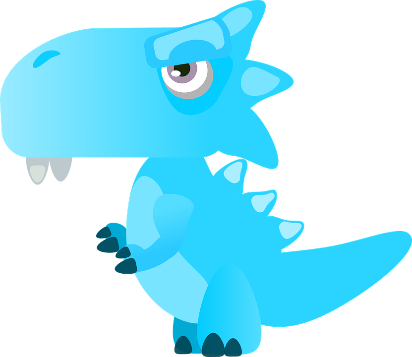Cute Blue Cartoon Dinosaur