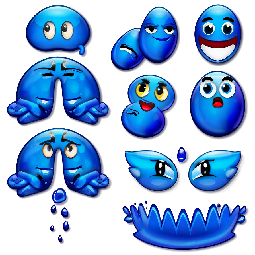 Cute Blue Emojis Png Files Nid