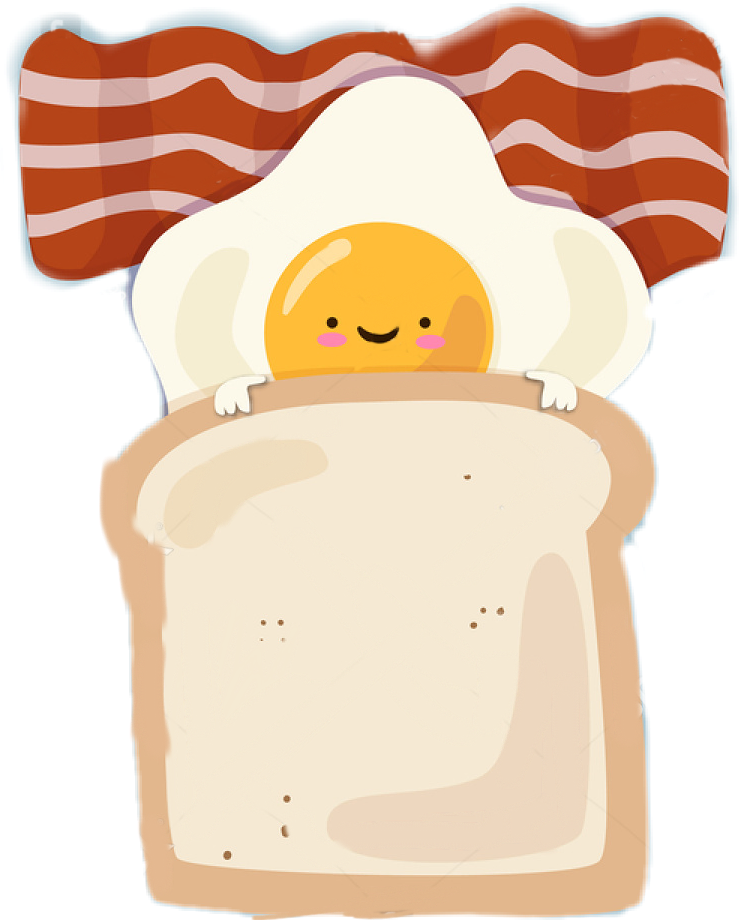 Cute Breakfast Characters Bacon Egg Toast