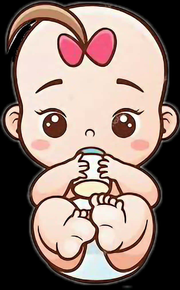 Cute Cartoon Baby Drinking Milk