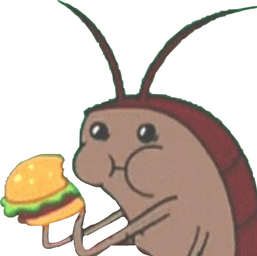 Cute Cartoon Cockroach Holding Burger