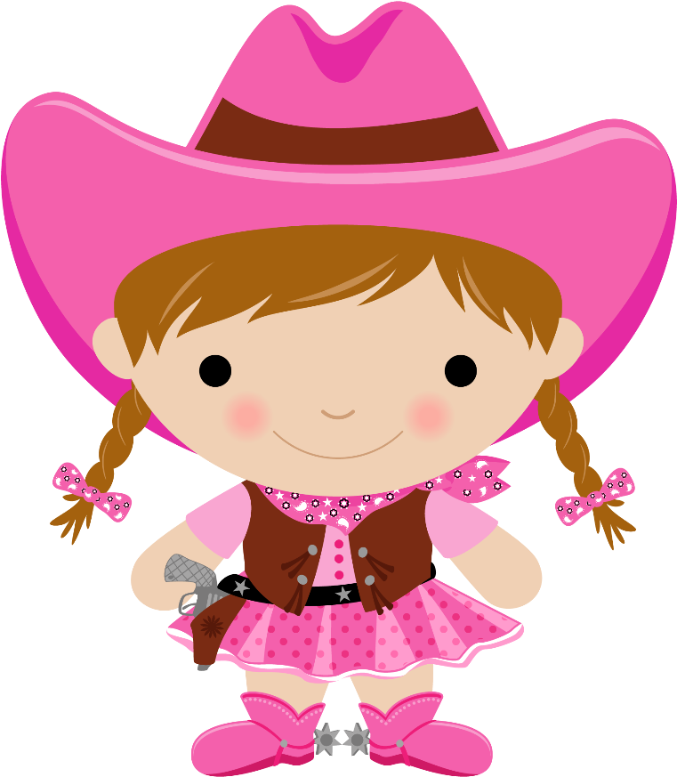 Cute Cartoon Cowgirl Vector