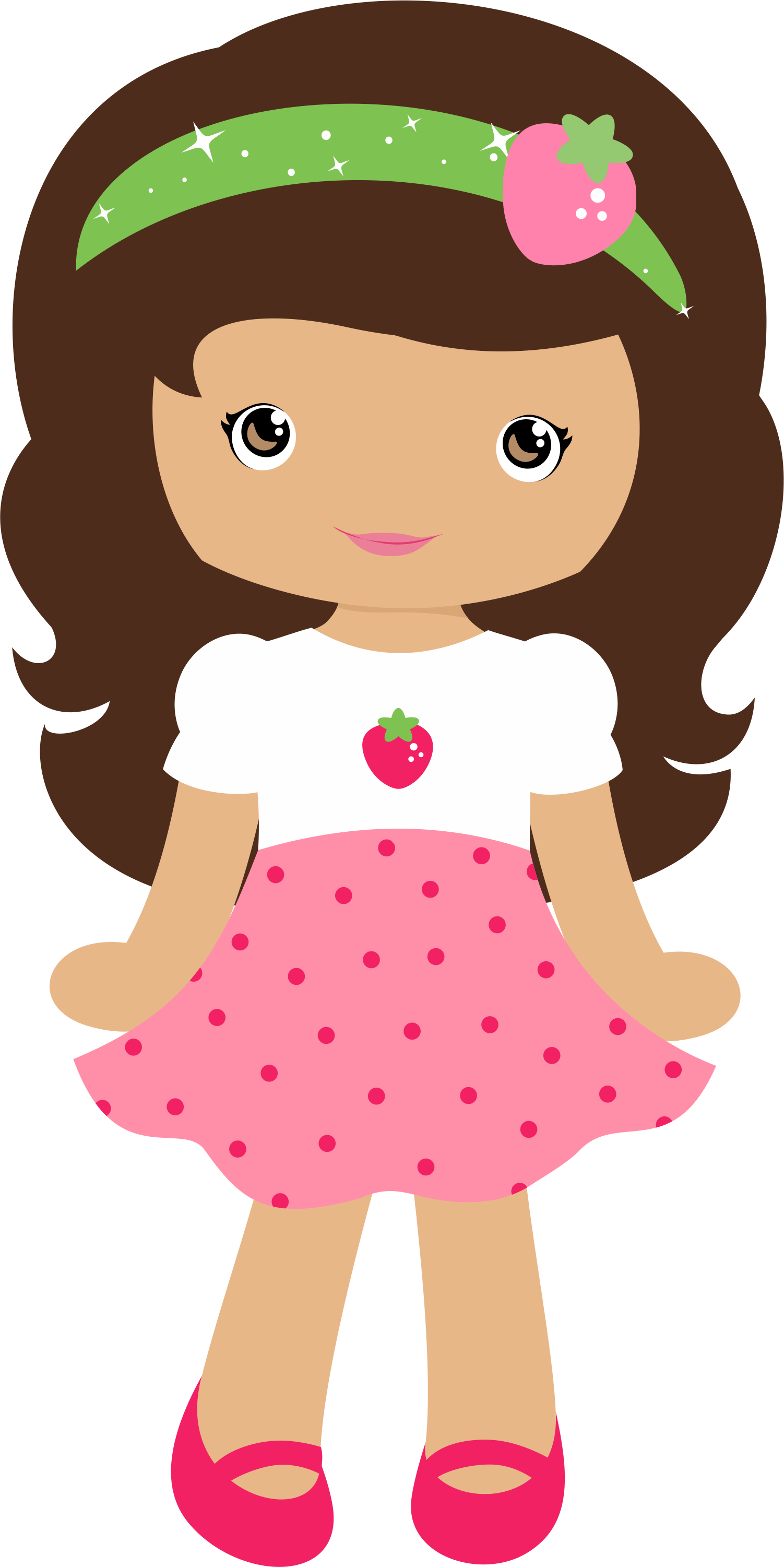 Cute Cartoon Dollwith Strawberry Theme