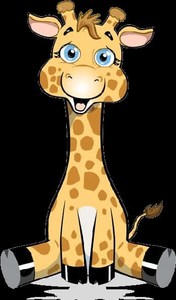 Cute Cartoon Giraffe Sitting