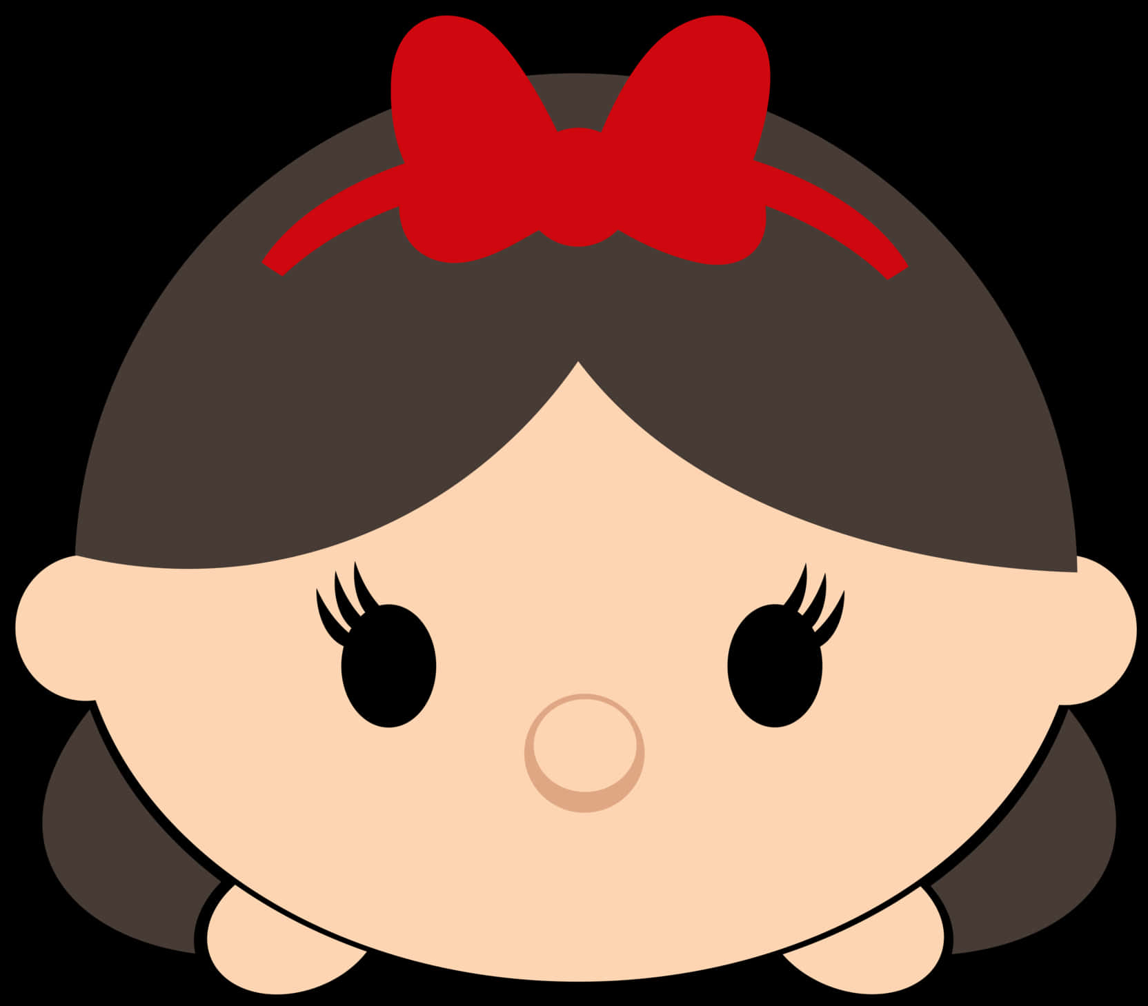 Cute Cartoon Girlwith Red Bow